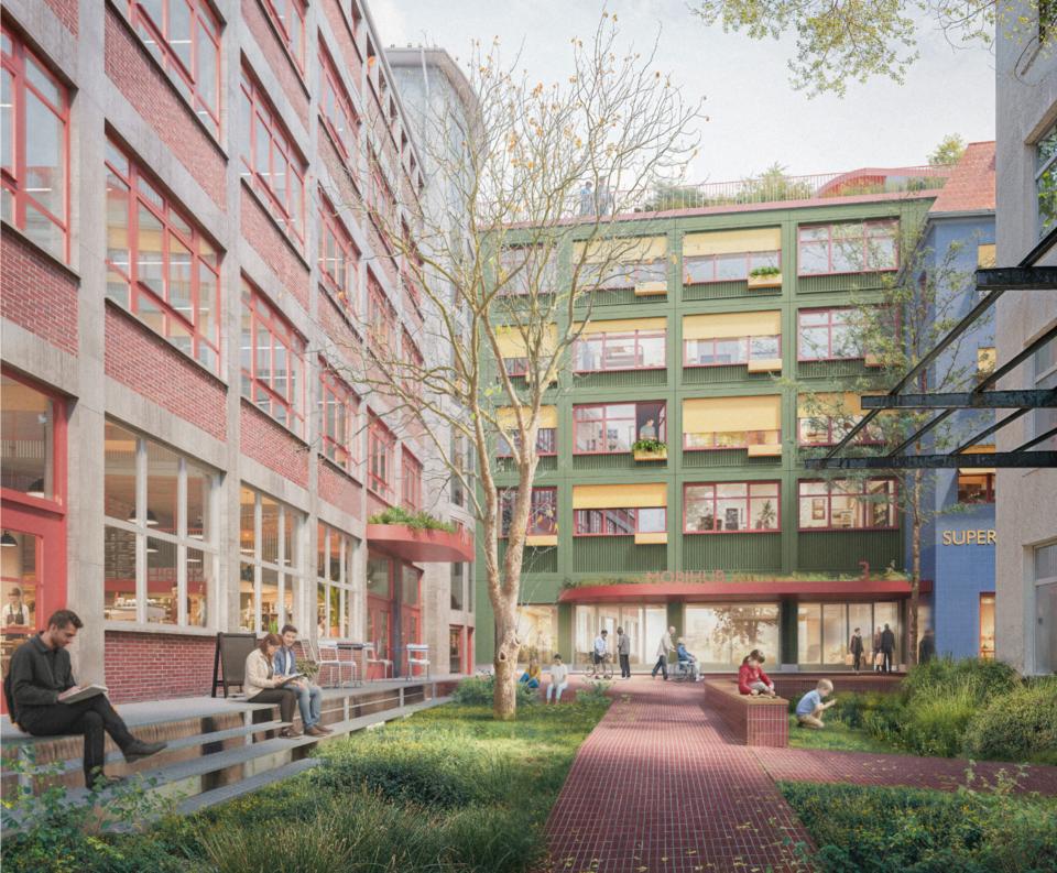 Angler Heimeran Quartier | Ansicht Hof Anglerstraße | Visualisierung: PONNIE Images