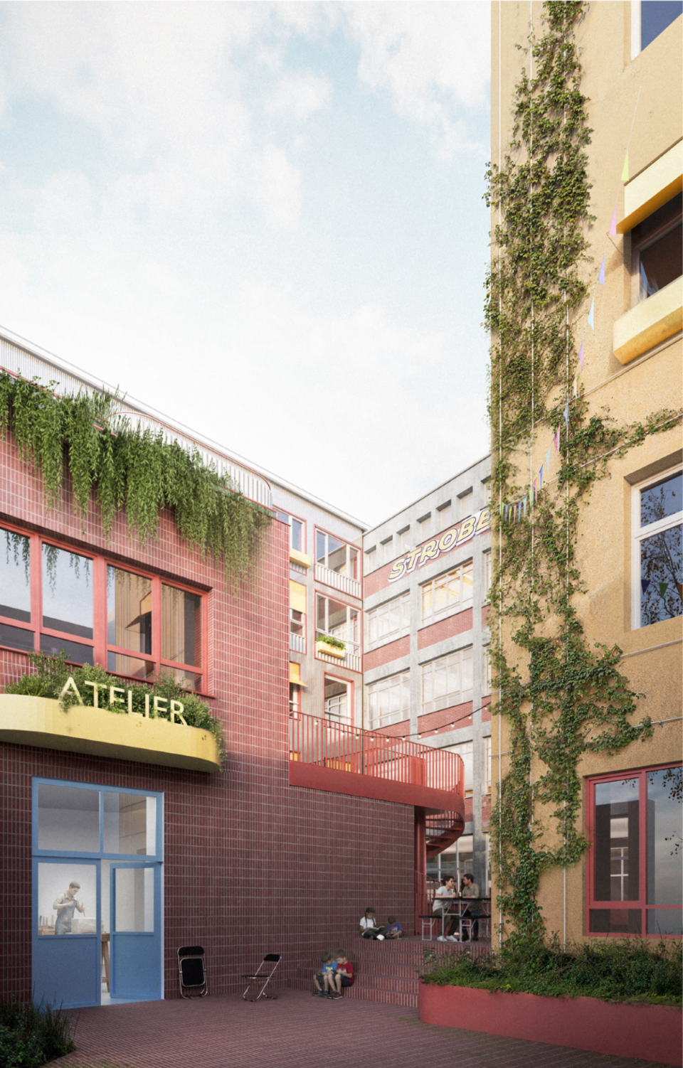 Angler Heimeran Quartier | Ansicht Hof Heimeranstraße | Visualisierung: PONNIE Images